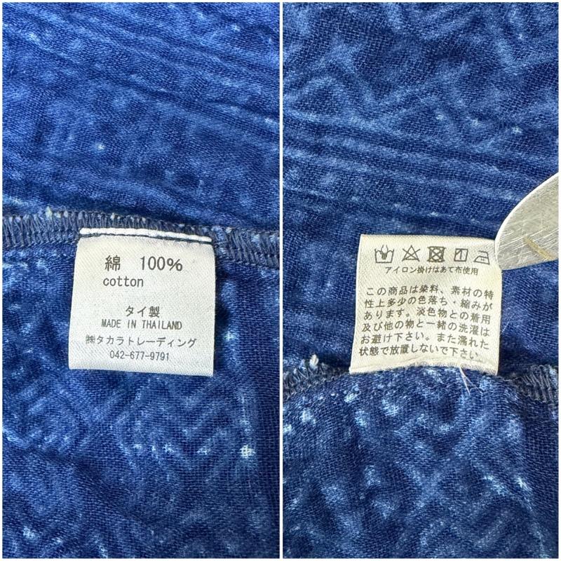 マライカ MALAIKA ワンピース ひざ丈スカート モン族柄藍染プリントワンピース コットンダブルガーゼ バティック模様 Aライン - 総柄 白 / ホワイト / white X 紺 / ネイビー / navy X 赤 / レッド / red レディース USED 古着 中古 50160885