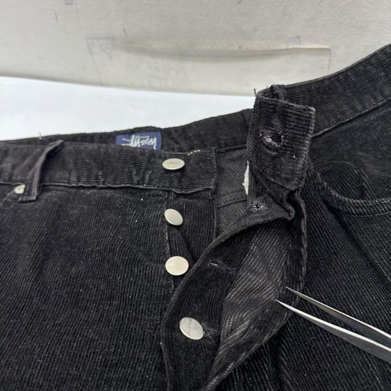 ステューシー STUSSY パンツ ワークパンツ、ペインターパンツ 90s USA製 紺タグ ボタンフライ コーデュロイ パンツ 36インチ 黒 / ブラック / black メンズ USED 古着 中古 50160913