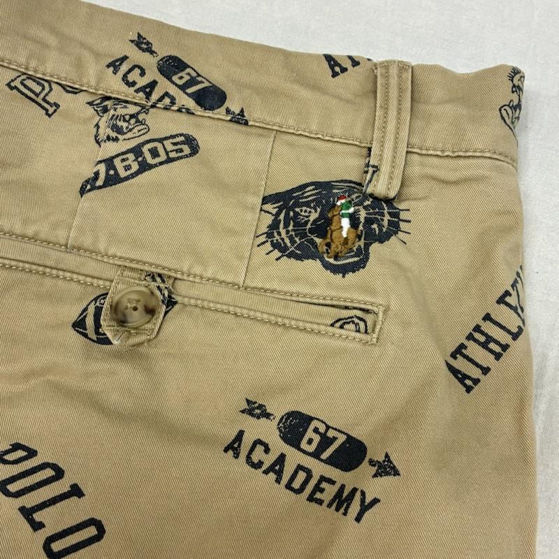 ポロラルフローレン POLO RALPH LAUREN パンツ ショートパンツ ストレッチ コットン ツイル ポロチノ 総柄 ハーフパンツ タイガー ウィング ラグビー カレッジ 34 メンズ USED 古着 中古 50160914