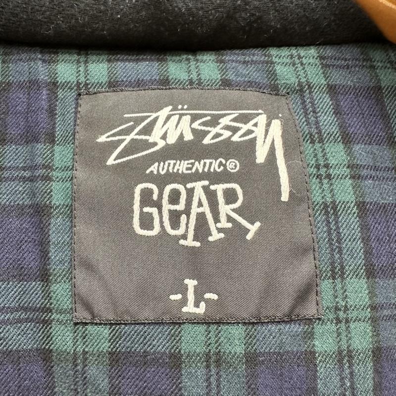 ステューシー STUSSY ジャケット、上着 ダウンベスト 裏地 チェック ロゴ ワッペン ダウン ベスト L 黒 / ブラック / black メンズ USED 古着 中古 50160917