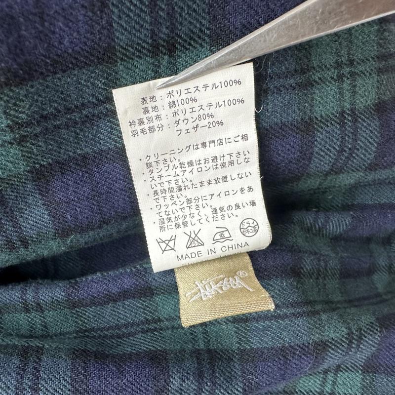 ステューシー STUSSY ジャケット、上着 ダウンベスト 裏地 チェック ロゴ ワッペン ダウン ベスト L 黒 / ブラック / black メンズ USED 古着 中古 50160917