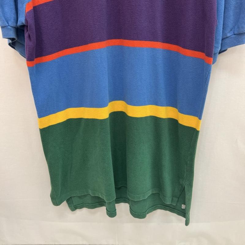 ポロバイラルフローレン Polo by RALPH LAUREN ポロシャツ 半袖 90s USA製 ポニー刺繍 ボーダー ポロシャツ ビンテージ L 青 / ブルー / blue メンズ USED 古着 中古 50160919