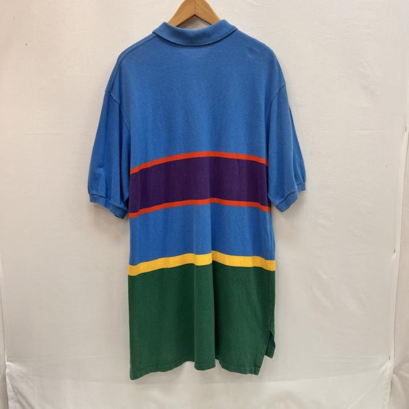 ポロバイラルフローレン Polo by RALPH LAUREN ポロシャツ 半袖 90s USA製 ポニー刺繍 ボーダー ポロシャツ ビンテージ L 青 / ブルー / blue メンズ USED 古着 中古 50160919
