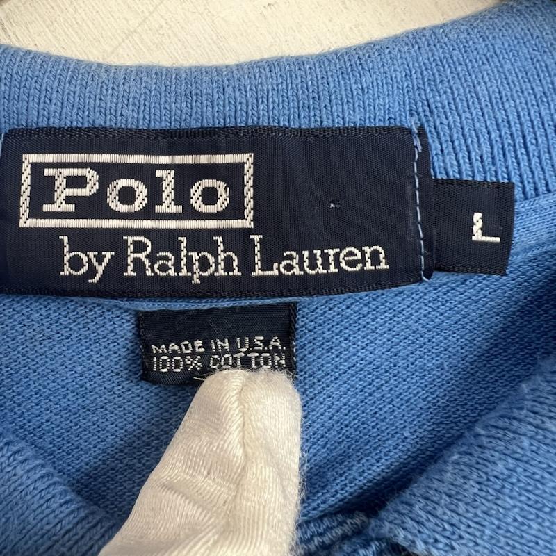 ポロバイラルフローレン Polo by RALPH LAUREN ポロシャツ 半袖 90s USA製 ポニー刺繍 ボーダー ポロシャツ ビンテージ L 青 / ブルー / blue メンズ USED 古着 中古 50160919