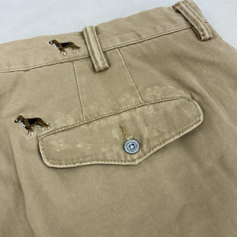 ポロバイラルフローレン Polo by RALPH LAUREN パンツ ショートパンツ ドッグ エンブロイダリー 刺繍 総柄 コットン ハーフパンツ ダメージ加工 38インチ メンズ USED 古着 中古 50160926