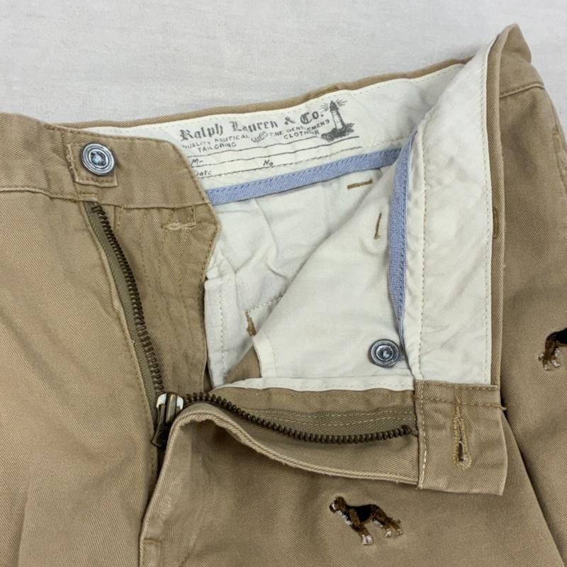 ポロバイラルフローレン Polo by RALPH LAUREN パンツ ショートパンツ ドッグ エンブロイダリー 刺繍 総柄 コットン ハーフパンツ ダメージ加工 38インチ メンズ USED 古着 中古 50160926