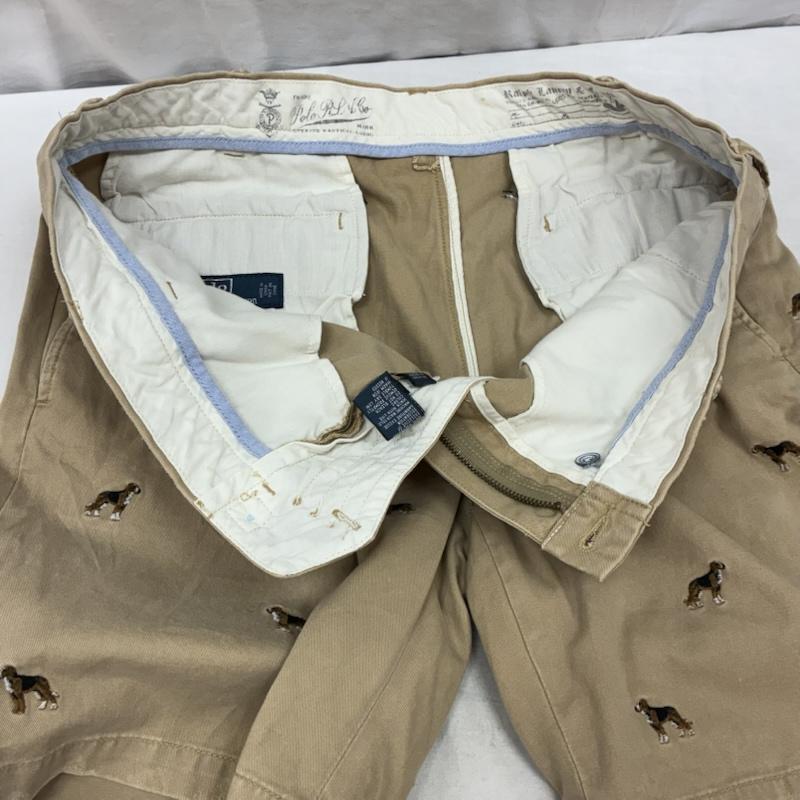 ポロバイラルフローレン Polo by RALPH LAUREN パンツ ショートパンツ ドッグ エンブロイダリー 刺繍 総柄 コットン ハーフパンツ ダメージ加工 38インチ メンズ USED 古着 中古 50160926