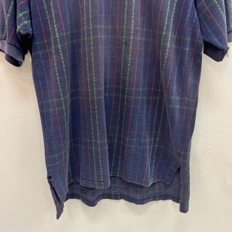 ポロバイラルフローレン Polo by RALPH LAUREN ポロシャツ 半袖 90s USA製 ポニー刺繍 チェック ポロシャツ ビンテージ M 紺 / ネイビー / navy メンズ USED 古着 中古 50160930