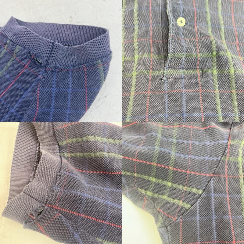 ポロバイラルフローレン Polo by RALPH LAUREN ポロシャツ 半袖 90s USA製 ポニー刺繍 チェック ポロシャツ ビンテージ M 紺 / ネイビー / navy メンズ USED 古着 中古 50160930