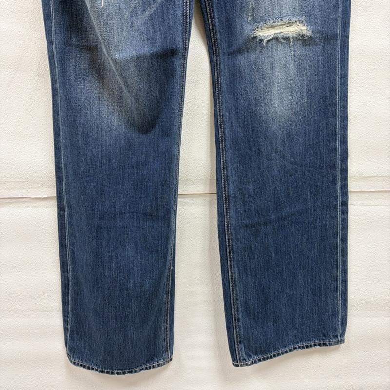 ジェイダ GYDA パンツ デニム、ジーンズ SIDE RIPPED ストレート ワイド デニム パンツ サイド リップドペグトップ 072422408201 M ダメージ加工 インディゴ / インディゴ / Indigo レディース USED 古着 中古 50160956