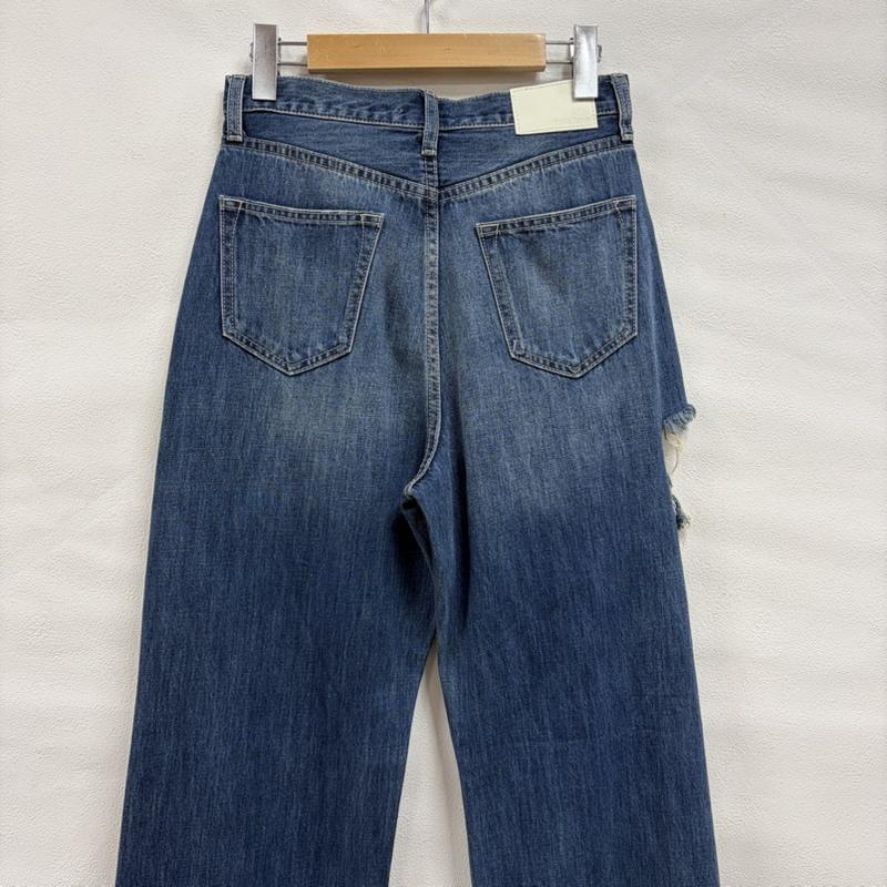 ジェイダ GYDA パンツ デニム、ジーンズ SIDE RIPPED ストレート ワイド デニム パンツ サイド リップドペグトップ 072422408201 M ダメージ加工 インディゴ / インディゴ / Indigo レディース USED 古着 中古 50160956