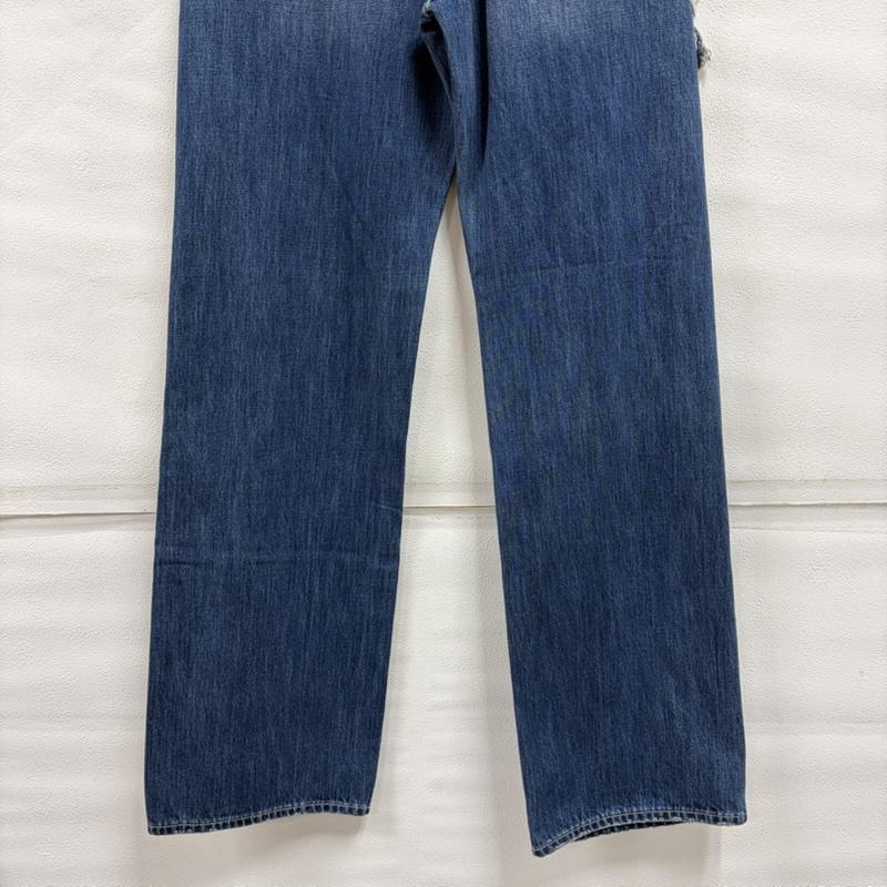 ジェイダ GYDA パンツ デニム、ジーンズ SIDE RIPPED ストレート ワイド デニム パンツ サイド リップドペグトップ 072422408201 M ダメージ加工 インディゴ / インディゴ / Indigo レディース USED 古着 中古 50160956