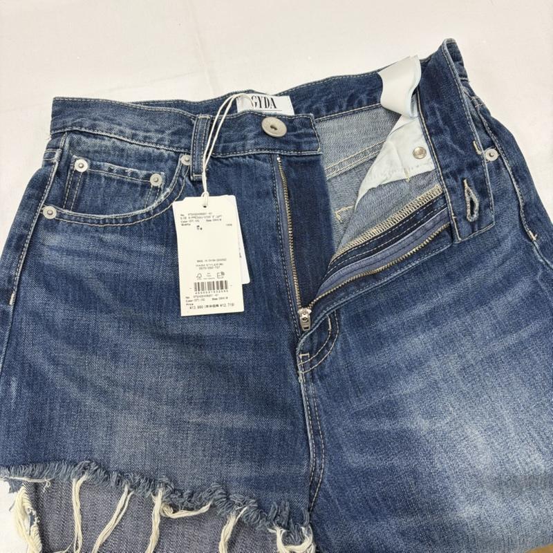 ジェイダ GYDA パンツ デニム、ジーンズ SIDE RIPPED ストレート ワイド デニム パンツ サイド リップドペグトップ 072422408201 M ダメージ加工 インディゴ / インディゴ / Indigo レディース USED 古着 中古 50160956