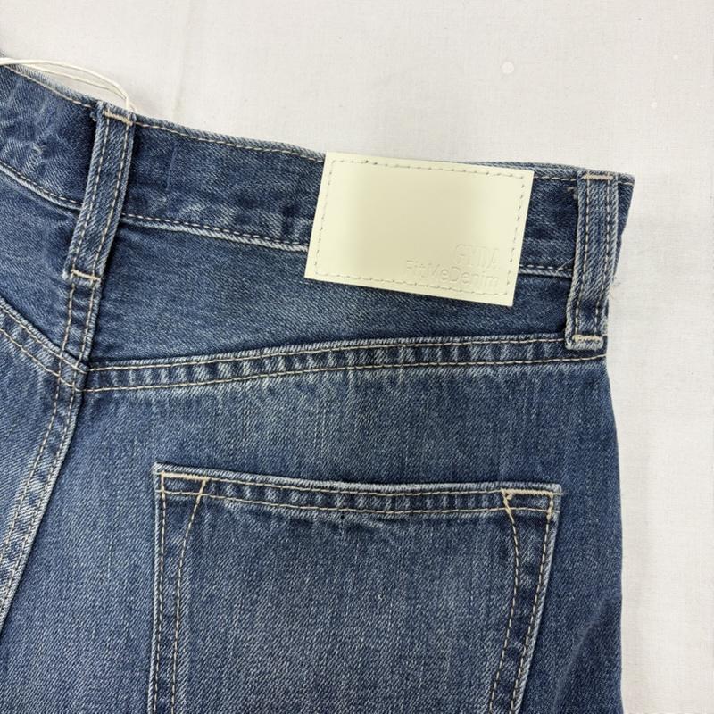 ジェイダ GYDA パンツ デニム、ジーンズ SIDE RIPPED ストレート ワイド デニム パンツ サイド リップドペグトップ 072422408201 M ダメージ加工 インディゴ / インディゴ / Indigo レディース USED 古着 中古 50160956