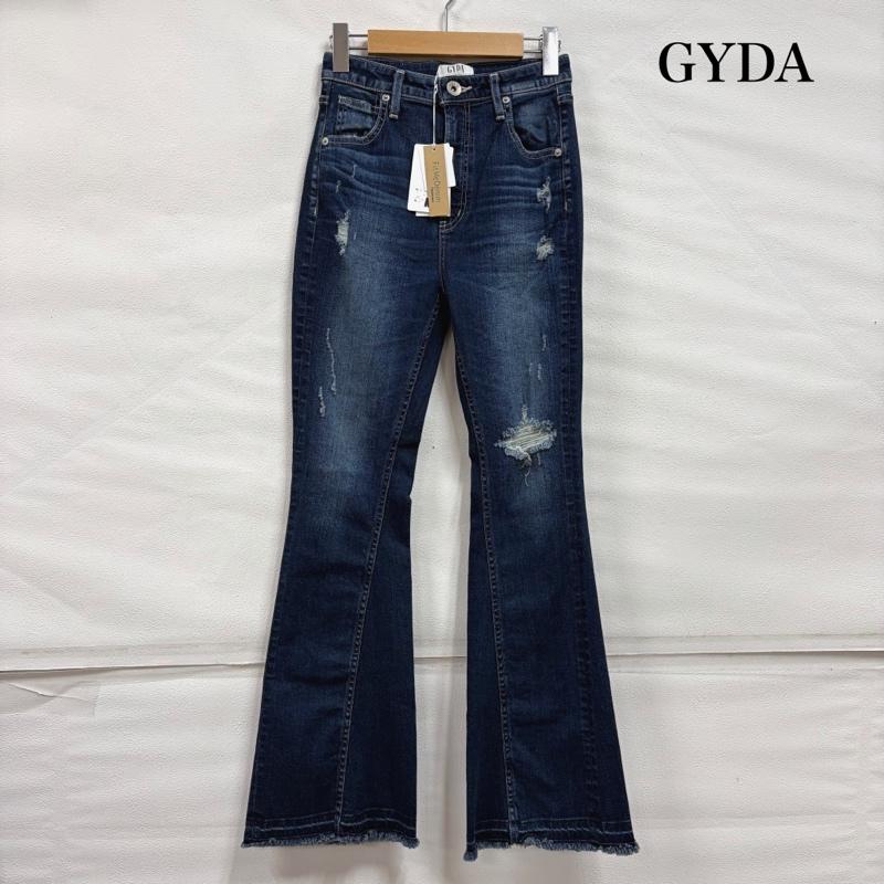 ジェイダ GYDA パンツ デニム、ジーンズ H/W BACKRIPPED SHAPELY LINE ハイウエスト ダメージ フレア デニム パンツ 072242431601 M ダメージ加工 インディゴ / インディゴ / Indigo レディース USED 古着 中古 50160958