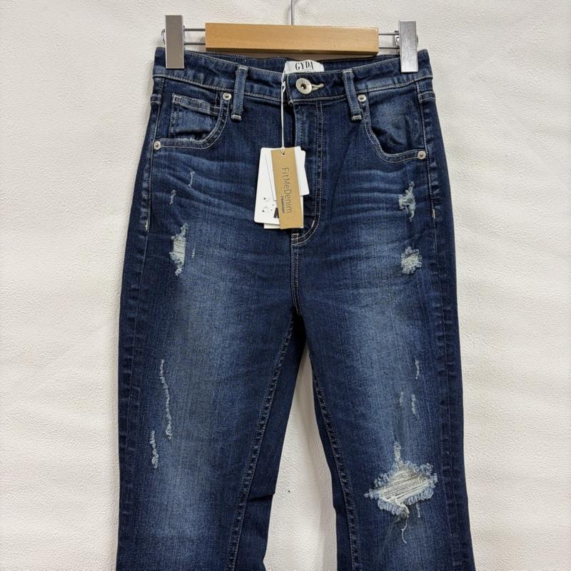ジェイダ GYDA パンツ デニム、ジーンズ H/W BACKRIPPED SHAPELY LINE ハイウエスト ダメージ フレア デニム パンツ 072242431601 M ダメージ加工 インディゴ / インディゴ / Indigo レディース USED 古着 中古 50160958