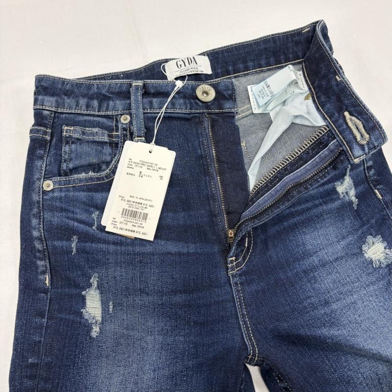 ジェイダ GYDA パンツ デニム、ジーンズ H/W BACKRIPPED SHAPELY LINE ハイウエスト ダメージ フレア デニム パンツ 072242431601 M ダメージ加工 インディゴ / インディゴ / Indigo レディース USED 古着 中古 50160958
