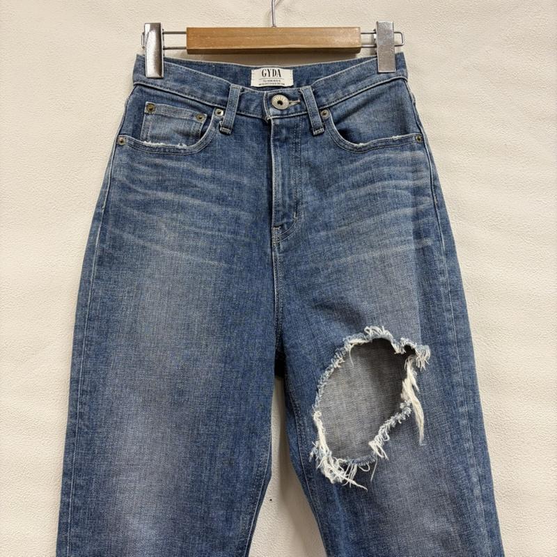 ジェイダ GYDA パンツ デニム、ジーンズ THIGH HIGH ハイウエスト テーパード ダメージペグトップ クラッシュ デニム パンツ 071922402501 FREE ダメージ加工 青 / ブルー / blue レディース USED 古着 中古 50160968