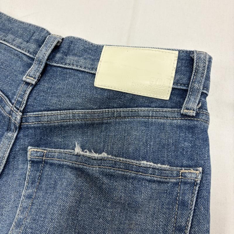 ジェイダ GYDA パンツ デニム、ジーンズ THIGH HIGH ハイウエスト テーパード ダメージペグトップ クラッシュ デニム パンツ 071922402501 FREE ダメージ加工 青 / ブルー / blue レディース USED 古着 中古 50160968