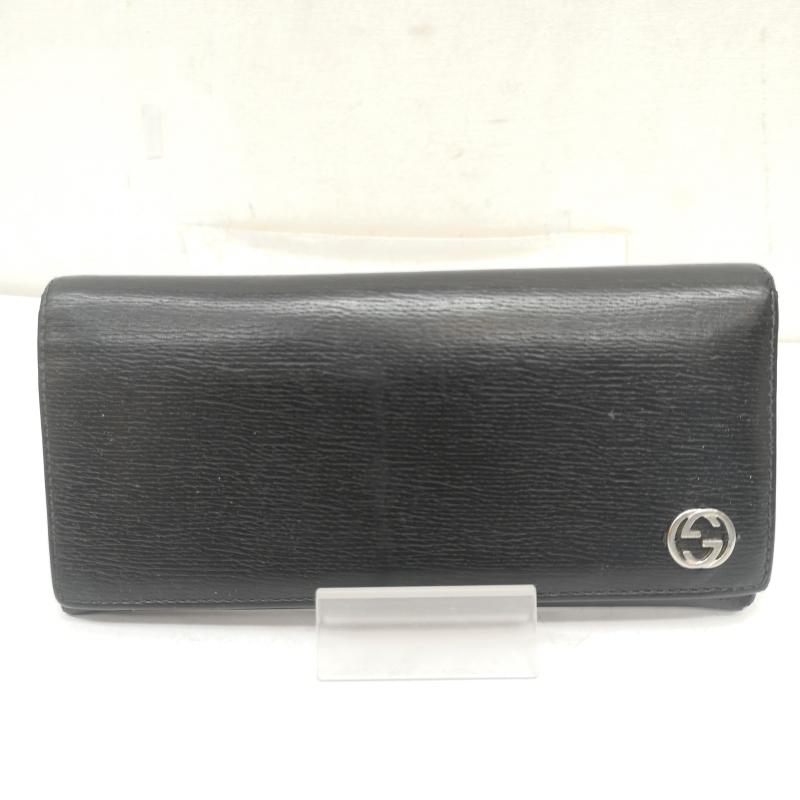 グッチ GUCCI 財布 長財布 インターロッキングG レザー 二つ折り 長財布 256348 496334 - 黒 / ブラック / black レディース USED 古着 中古 50160969