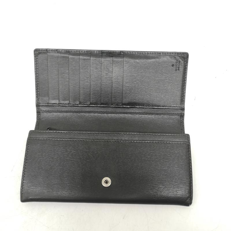 グッチ GUCCI 財布 長財布 インターロッキングG レザー 二つ折り 長財布 256348 496334 - 黒 / ブラック / black レディース USED 古着 中古 50160969