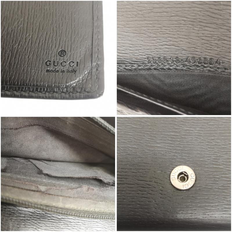 グッチ GUCCI 財布 長財布 インターロッキングG レザー 二つ折り 長財布 256348 496334 - 黒 / ブラック / black レディース USED 古着 中古 50160969