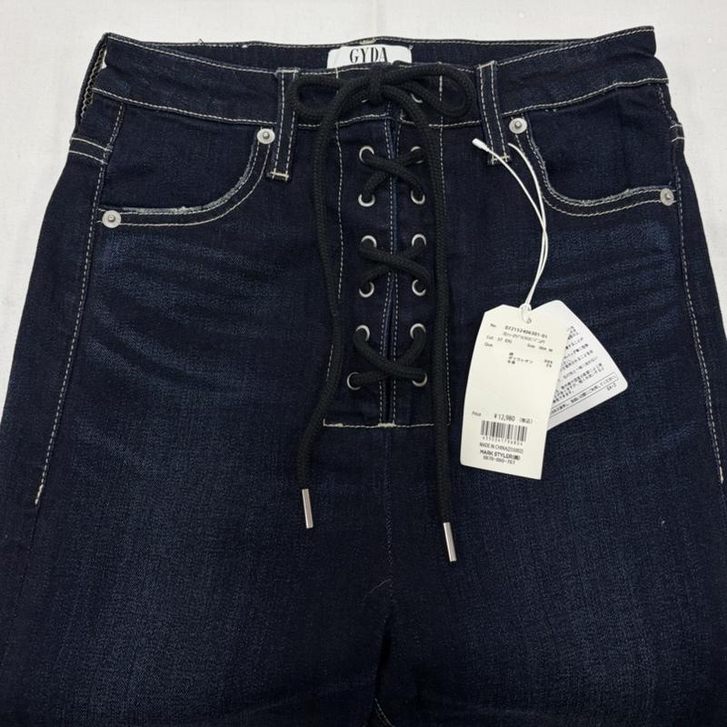ジェイダ GYDA パンツ デニム、ジーンズ フロントレースアップ H/W ハイウエスト スキニー デニム パンツ 072152406301 M 無地 インディゴ / インディゴ / Indigo レディース USED 古着 中古 50160970