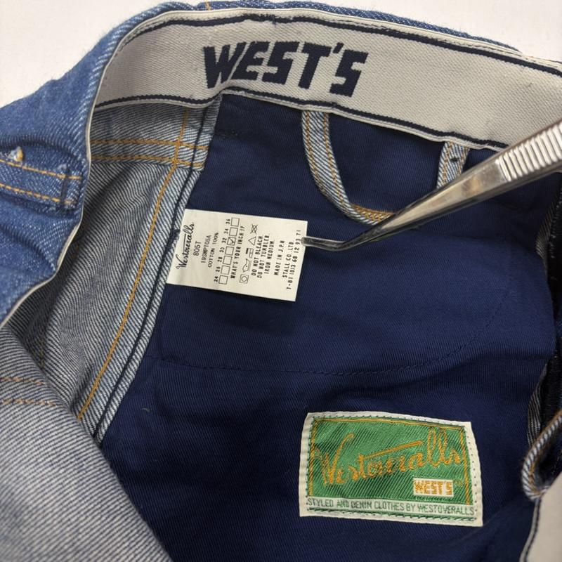 ウエストオーバーオールズ WESTOVERALLS パンツ デニム、ジーンズ WEST S デニム テーパード ジッパーフライ 42 TALON タロンジップ 32インチ 無地 青 / ブルー / blue メンズ USED 古着 中古 50160973