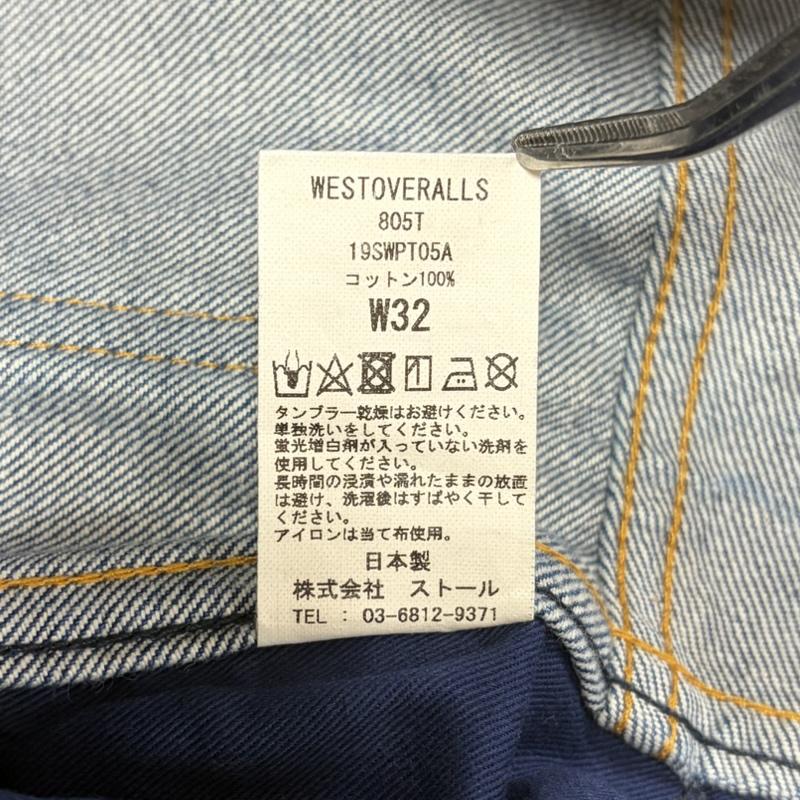 ウエストオーバーオールズ WESTOVERALLS パンツ デニム、ジーンズ WEST S デニム テーパード ジッパーフライ 42 TALON タロンジップ 32インチ 無地 青 / ブルー / blue メンズ USED 古着 中古 50160973