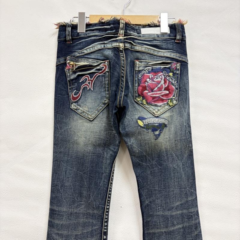 古着 USED パンツ デニム、ジーンズ GRASSHOPPER グラスホッパー ローライズ ブーツカット デニム フレア 刺繍 Y2K ダメージ バラ 26インチ 刺繍 インディゴ / インディゴ / Indigo X マルチカラー / マルチカラー / multicolor レディース USED 古着 中古 50160978