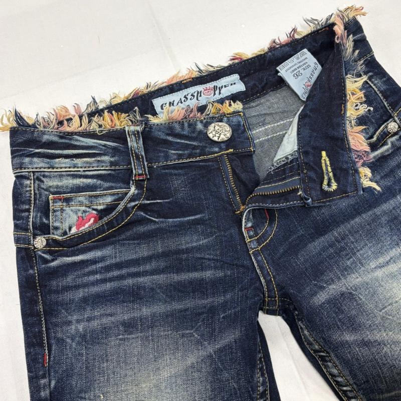 古着 USED パンツ デニム、ジーンズ GRASSHOPPER グラスホッパー ローライズ ブーツカット デニム フレア 刺繍 Y2K ダメージ バラ 26インチ 刺繍 インディゴ / インディゴ / Indigo X マルチカラー / マルチカラー / multicolor レディース USED 古着 中古 50160978