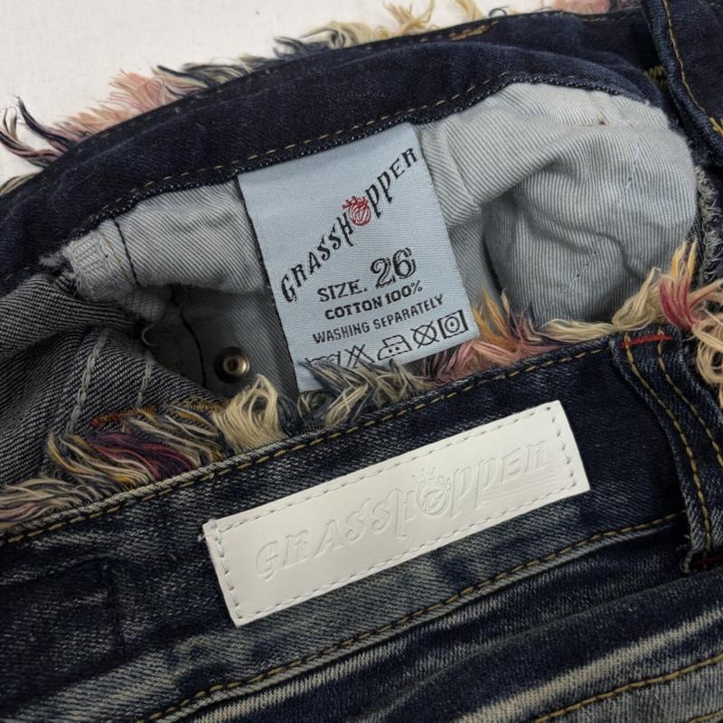 古着 USED パンツ デニム、ジーンズ GRASSHOPPER グラスホッパー ローライズ ブーツカット デニム フレア 刺繍 Y2K ダメージ バラ 26インチ 刺繍 インディゴ / インディゴ / Indigo X マルチカラー / マルチカラー / multicolor レディース USED 古着 中古 50160978