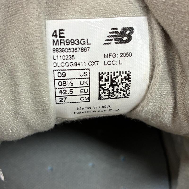 ニューバランス New Balance スニーカー スニーカー MR993GL 2023 USA製 メッシュ スエード ローカット スニーカー 27.0cm メンズ USED 古着 中古 50160986