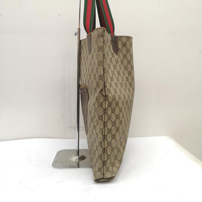 グッチ GUCCI トートバッグ トートバッグ OLD GGスプリーム シェリーライン レザー コーティング キャンバス トートバッグ - 茶 / ブラウン / brown X ベージュ / ベージュ / beige レディース USED 古着 中古 50160995
