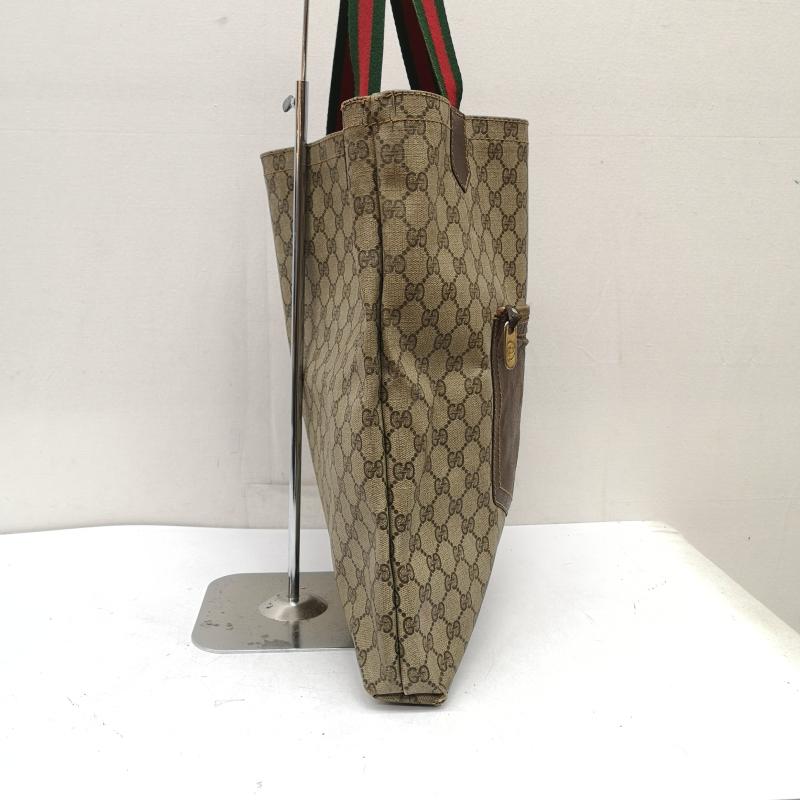 グッチ GUCCI トートバッグ トートバッグ OLD GGスプリーム シェリーライン レザー コーティング キャンバス トートバッグ - 茶 / ブラウン / brown X ベージュ / ベージュ / beige レディース USED 古着 中古 50160995