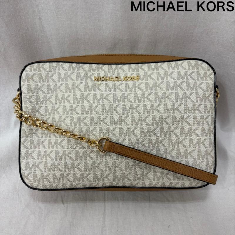 マイケルコース MICHAEL KORS ショルダーバッグ ショルダーバッグ シグネチャー クロスボディバッグ JET SET ITEM 35F8GTTC3B - 無地 X ロゴ、文字 白 / ホワイト / white X 茶 / ブラウン / brown レディース USED 古着 中古 50161007