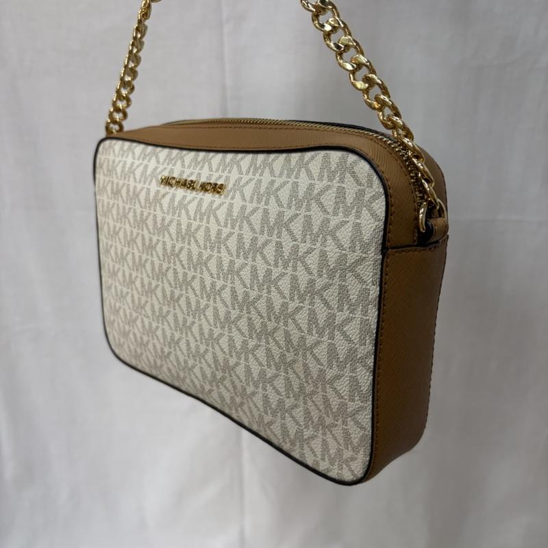 マイケルコース MICHAEL KORS ショルダーバッグ ショルダーバッグ シグネチャー クロスボディバッグ JET SET ITEM 35F8GTTC3B - 無地 X ロゴ、文字 白 / ホワイト / white X 茶 / ブラウン / brown レディース USED 古着 中古 50161007