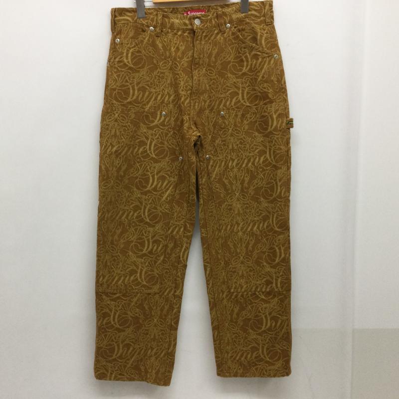 シュプリーム Supreme パンツ ワークパンツ、ペインターパンツ Script Jacquard Double Knee Denim Painter Pant スクリプト ジャガード ダブル ニー デニム ペインターパンツ 30インチ 総柄 茶 / ブラウン / brown メンズ USED 古着 中古 50161009
