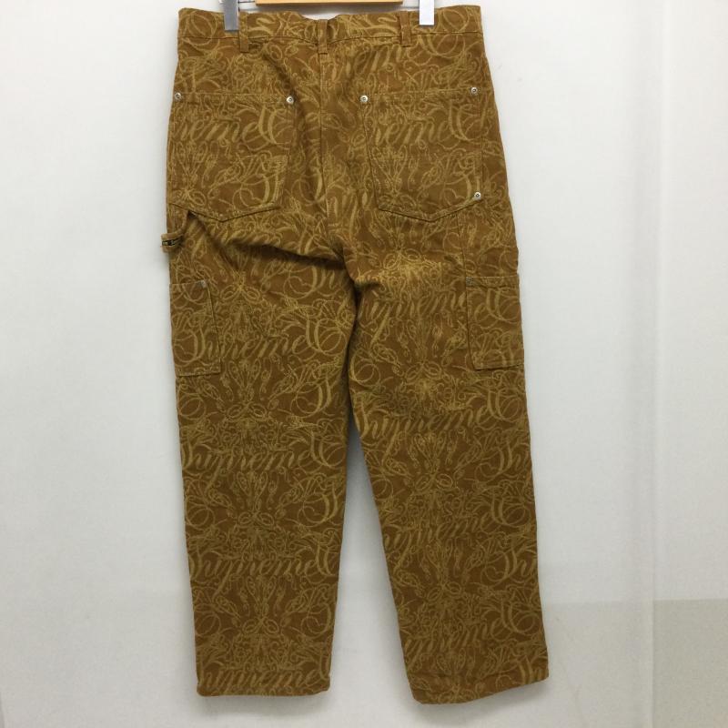 シュプリーム Supreme パンツ ワークパンツ、ペインターパンツ Script Jacquard Double Knee Denim Painter Pant スクリプト ジャガード ダブル ニー デニム ペインターパンツ 30インチ 総柄 茶 / ブラウン / brown メンズ USED 古着 中古 50161009