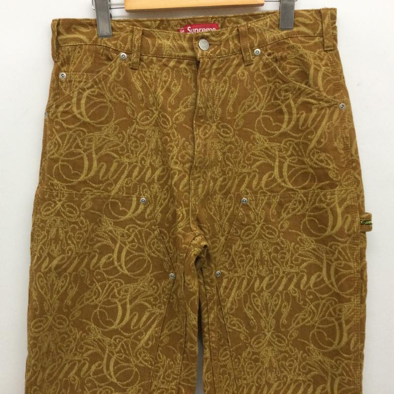 シュプリーム Supreme パンツ ワークパンツ、ペインターパンツ Script Jacquard Double Knee Denim Painter Pant スクリプト ジャガード ダブル ニー デニム ペインターパンツ 30インチ 総柄 茶 / ブラウン / brown メンズ USED 古着 中古 50161009