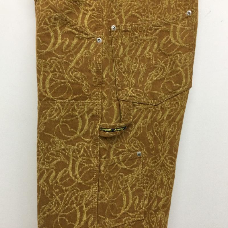 シュプリーム Supreme パンツ ワークパンツ、ペインターパンツ Script Jacquard Double Knee Denim Painter Pant スクリプト ジャガード ダブル ニー デニム ペインターパンツ 30インチ 総柄 茶 / ブラウン / brown メンズ USED 古着 中古 50161009
