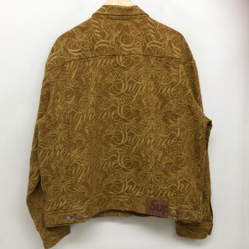 シュプリーム Supreme ジャケット、上着 ジャンパー、ブルゾン Script Jacquard Denim Trucker Jacket スクリプト ジャガード デニム トラッカー ジャケット L 総柄 茶 / ブラウン / brown メンズ USED 古着 中古 50161010