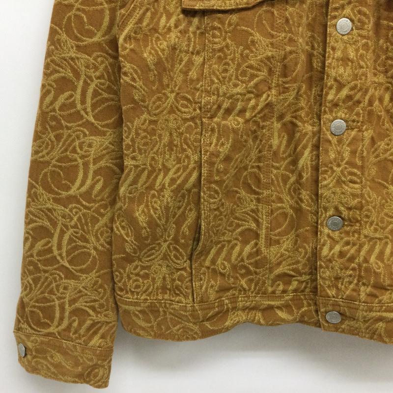 シュプリーム Supreme ジャケット、上着 ジャンパー、ブルゾン Script Jacquard Denim Trucker Jacket スクリプト ジャガード デニム トラッカー ジャケット L 総柄 茶 / ブラウン / brown メンズ USED 古着 中古 50161010