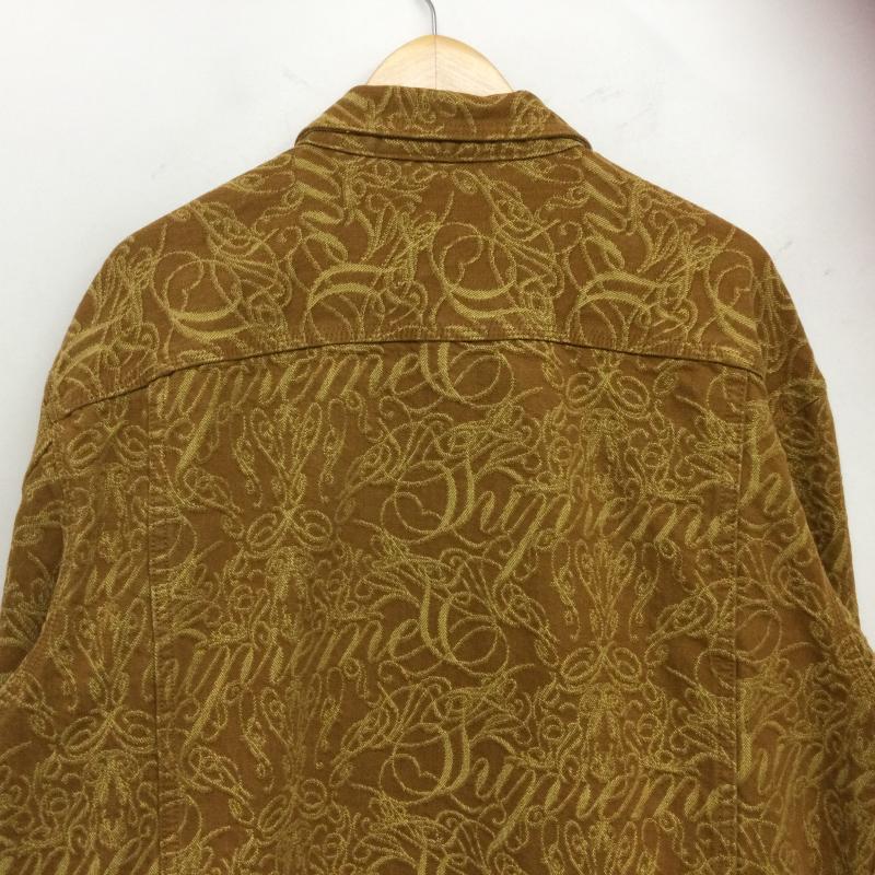 シュプリーム Supreme ジャケット、上着 ジャンパー、ブルゾン Script Jacquard Denim Trucker Jacket スクリプト ジャガード デニム トラッカー ジャケット L 総柄 茶 / ブラウン / brown メンズ USED 古着 中古 50161010