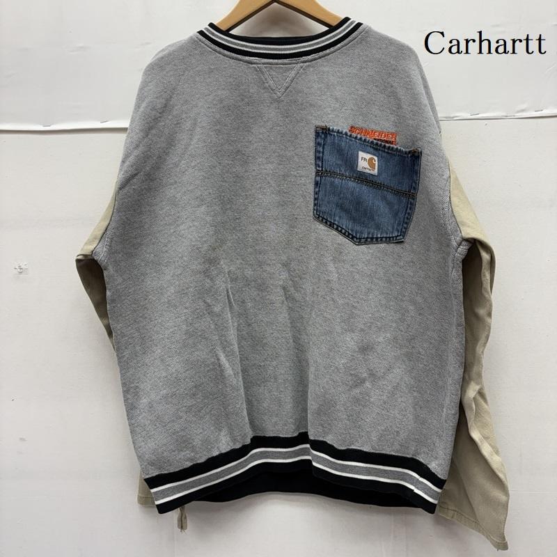 カーハート Carhartt トレーナー 長袖 コットン リメイク 刺繍 スウェット frs003dny L 灰 / グレー / gray メンズ USED 古着 中古 50161011
