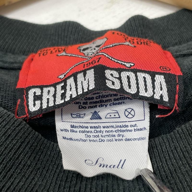 クリームソーダ CREAMSODA Tシャツ 半袖 角ドクロ ロゴ Tシャツ ピンクドラゴン ロカビリー S スカル 黒 / ブラック / black メンズ USED 古着 中古 50161015