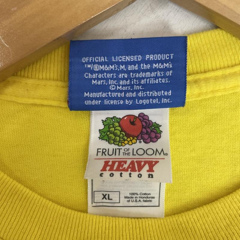 フルーツオブザルーム FRUIT OF THE LOOM Tシャツ 半袖 M&M’s エムアンドエムズ キャラT ビッグ プリント ロゴ XL プリント X キャラクター 黄 / イエロー / yellow メンズ USED 古着 中古 50161025