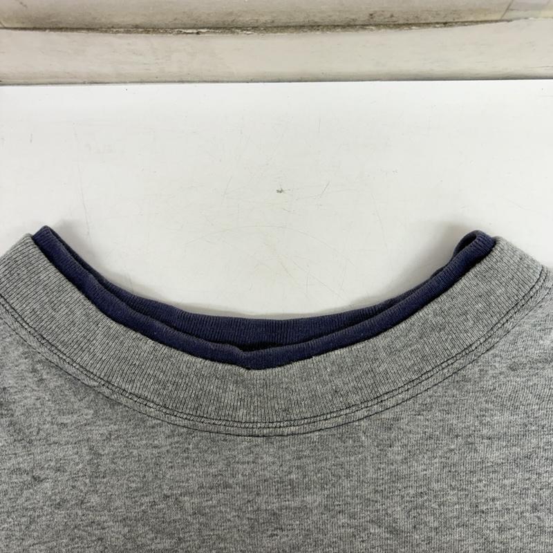 カールヘルム KARLHELMUT カットソー 長袖 日本製 コットン フェルト ワッペン プリント 重ね着 レイヤード ロンT カットソー M 灰 / グレー / gray X 紺 / ネイビー / navy メンズ USED 古着 中古 50161034