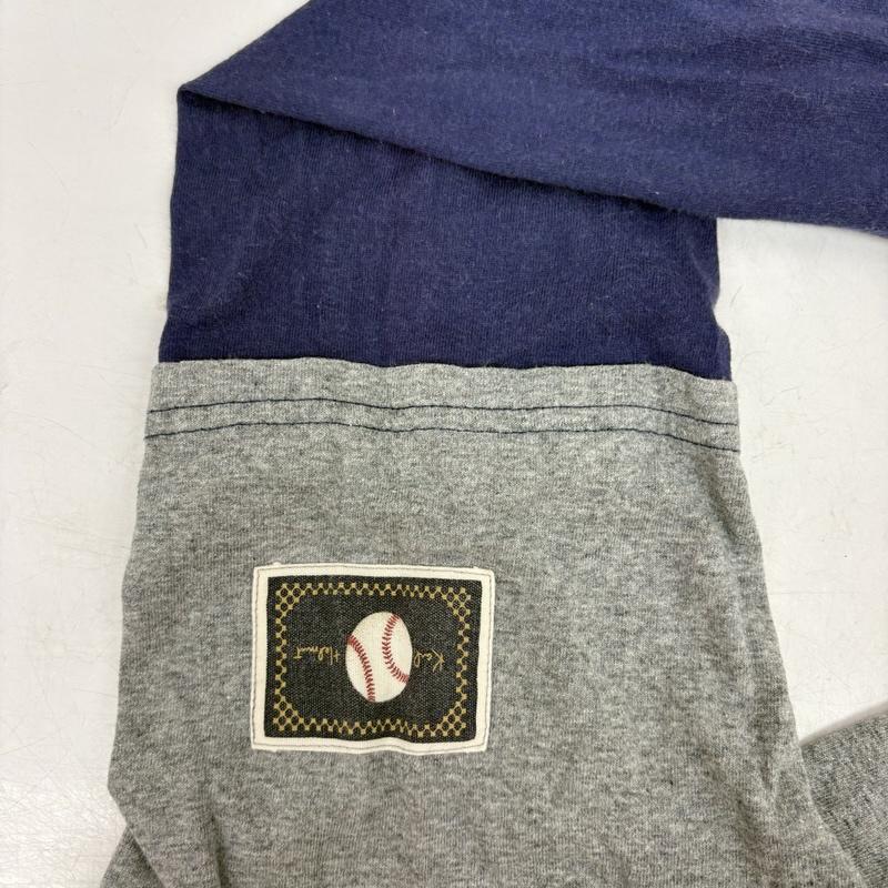カールヘルム KARLHELMUT カットソー 長袖 日本製 コットン フェルト ワッペン プリント 重ね着 レイヤード ロンT カットソー M 灰 / グレー / gray X 紺 / ネイビー / navy メンズ USED 古着 中古 50161034