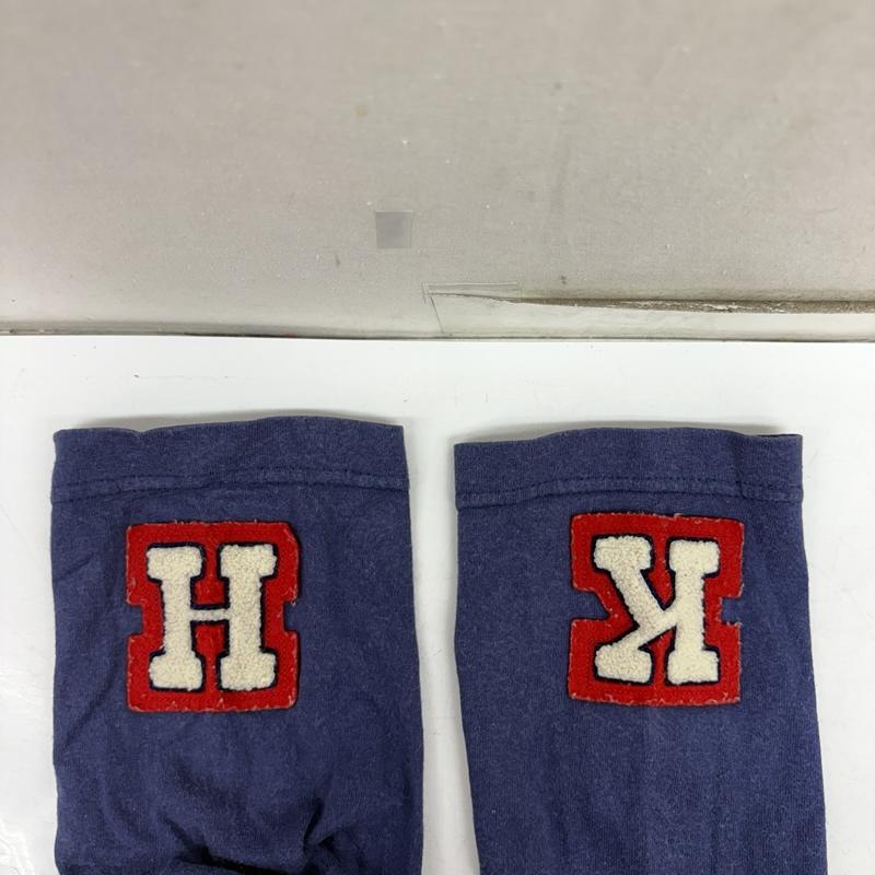 カールヘルム KARLHELMUT カットソー 長袖 日本製 コットン フェルト ワッペン プリント 重ね着 レイヤード ロンT カットソー M 灰 / グレー / gray X 紺 / ネイビー / navy メンズ USED 古着 中古 50161034